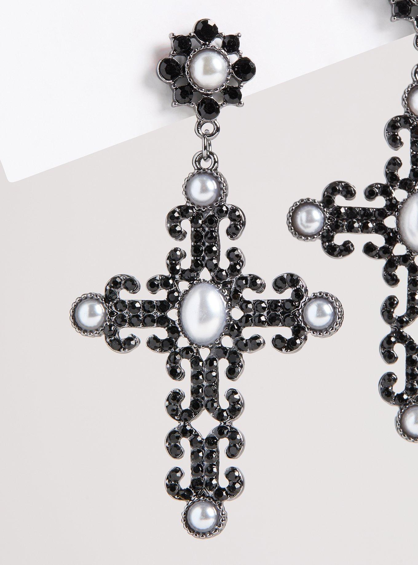 Rhinestone Cross Earrings