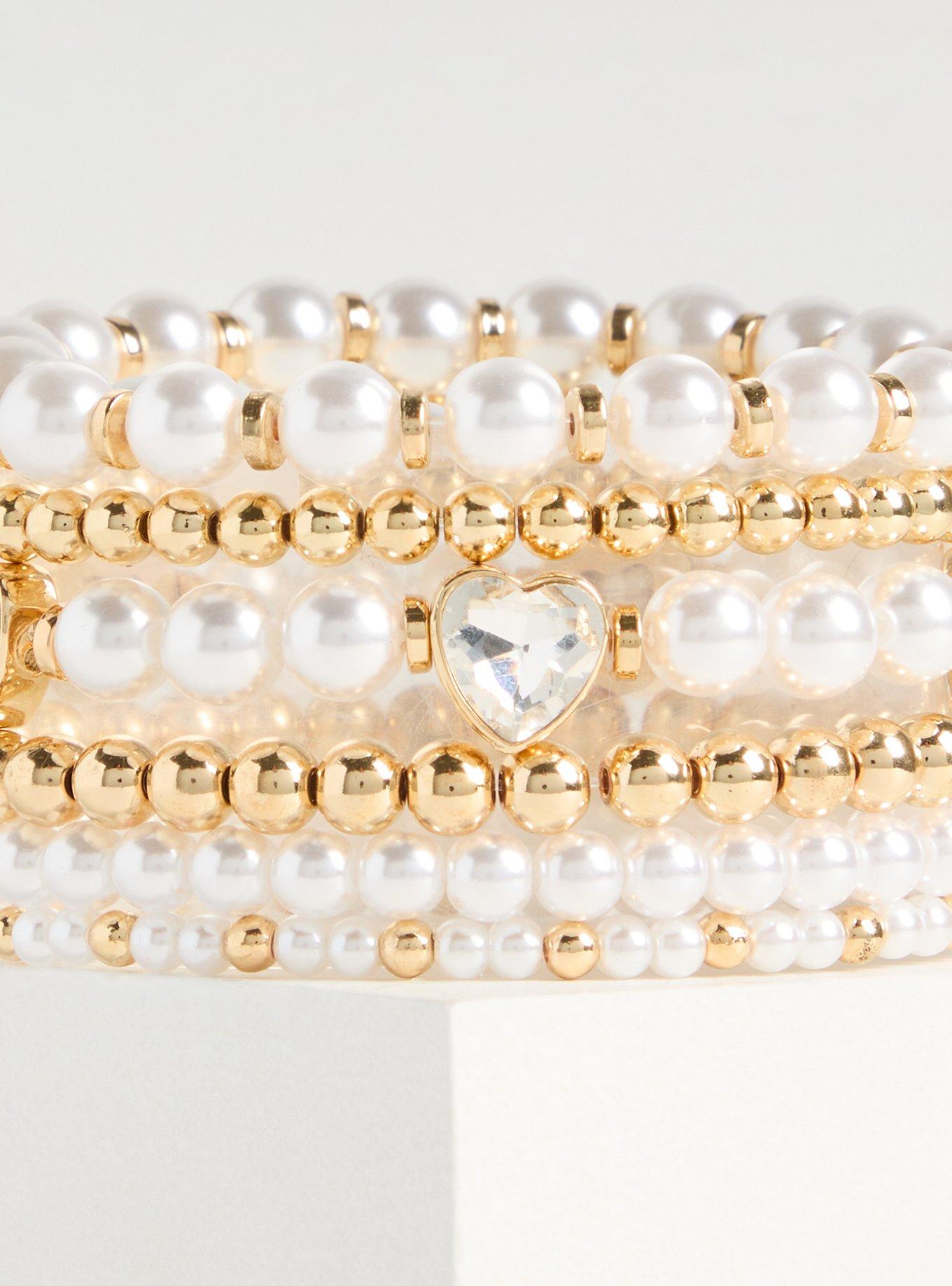 Pearl Rhinestone Bow Cuff Bracelet