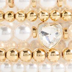 Pearl Rhinestone Bow Cuff Bracelet, GOLD, swatch