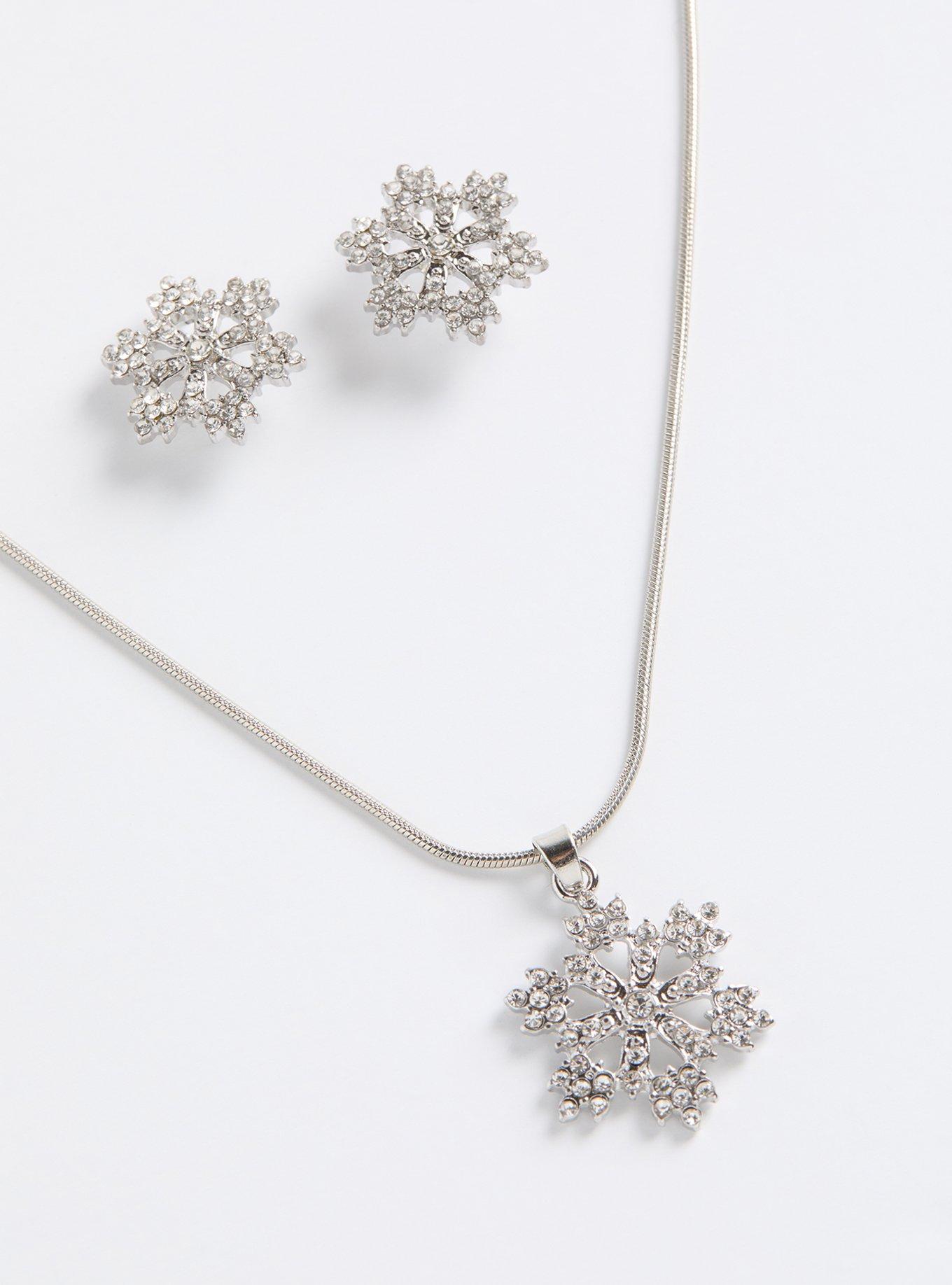 Snowflake Necklace & Stud Earring Set