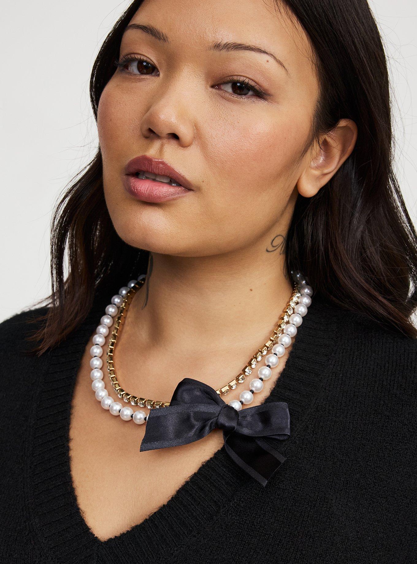 Pearl Bow Layered Necklace