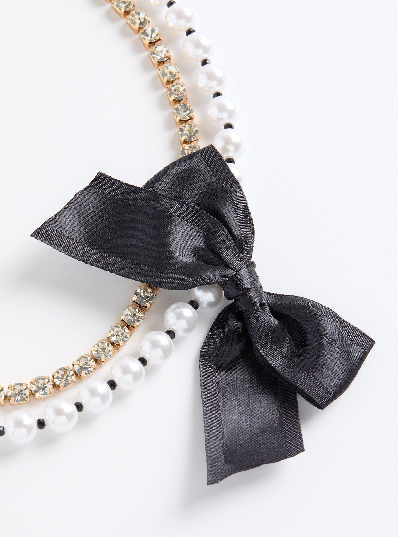 Pearl Bow Layered Necklace