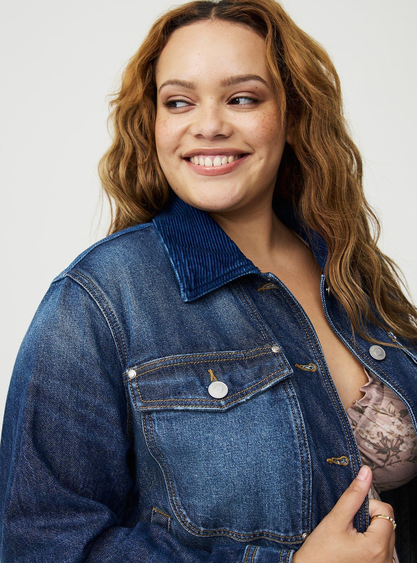 Festi Corduroy Collar Denim Jacket, STYXX, alternate