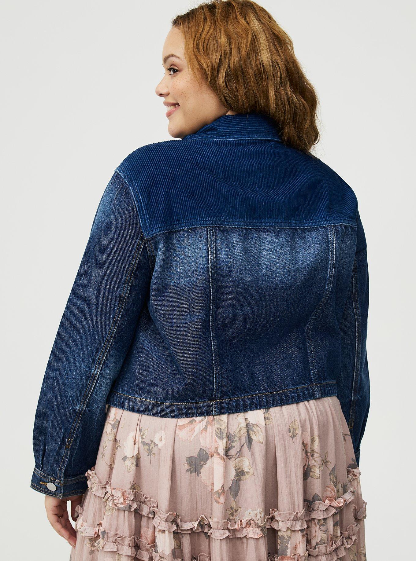 Festi Corduroy Collar Denim Jacket, STYXX, alternate