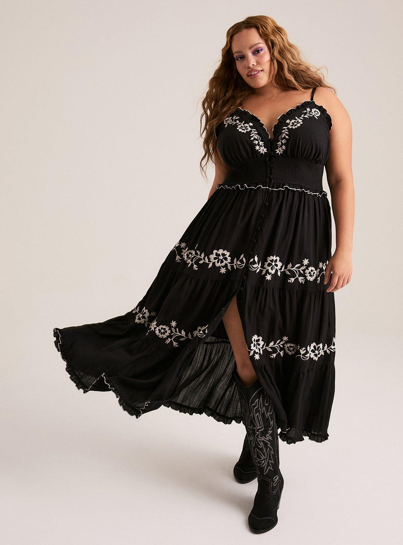 Festi Embroidered Tiered Maxi Dress, DEEP BLACK, alternate