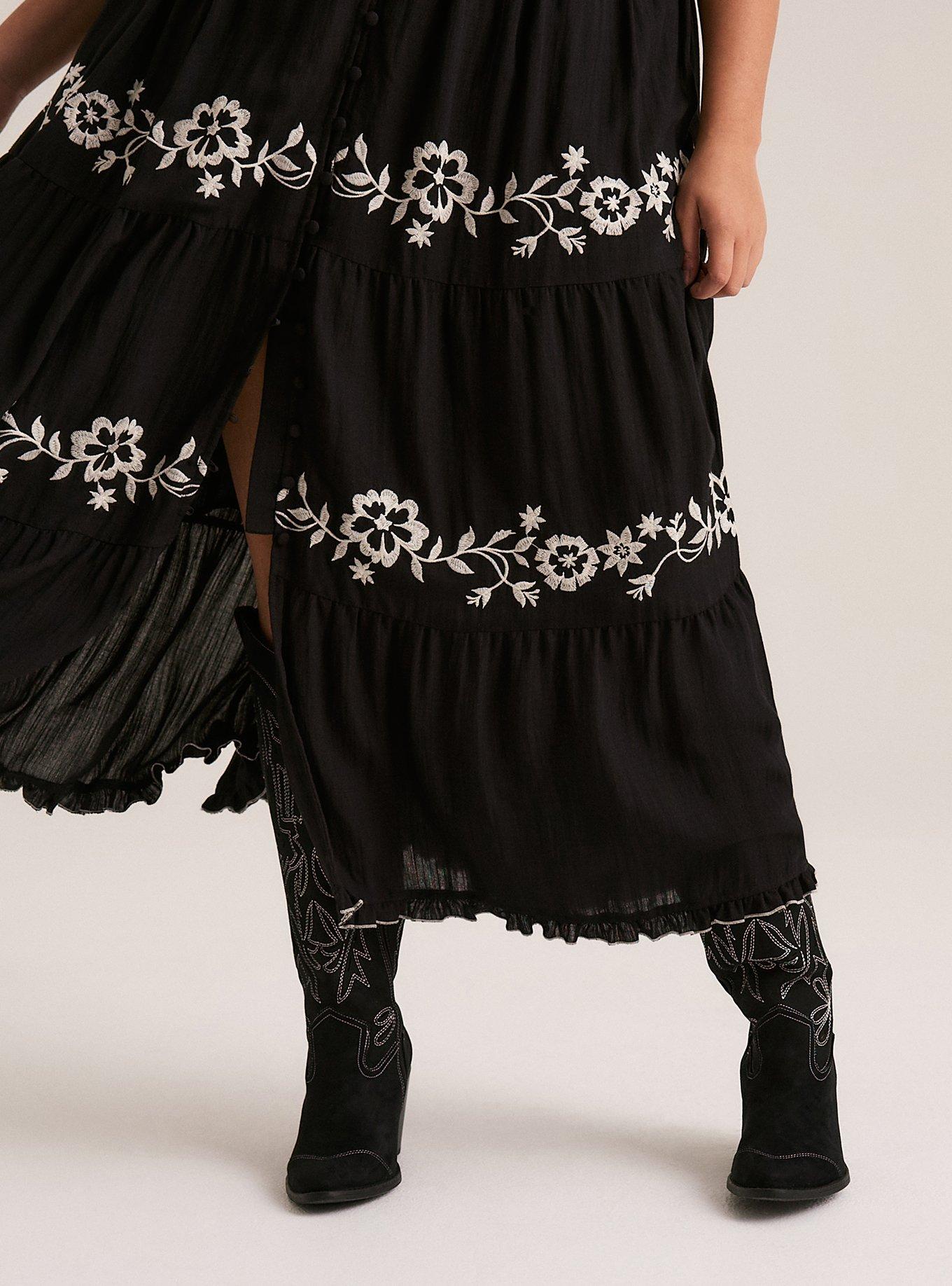 Festi Embroidered Tiered Maxi Dress, DEEP BLACK, alternate