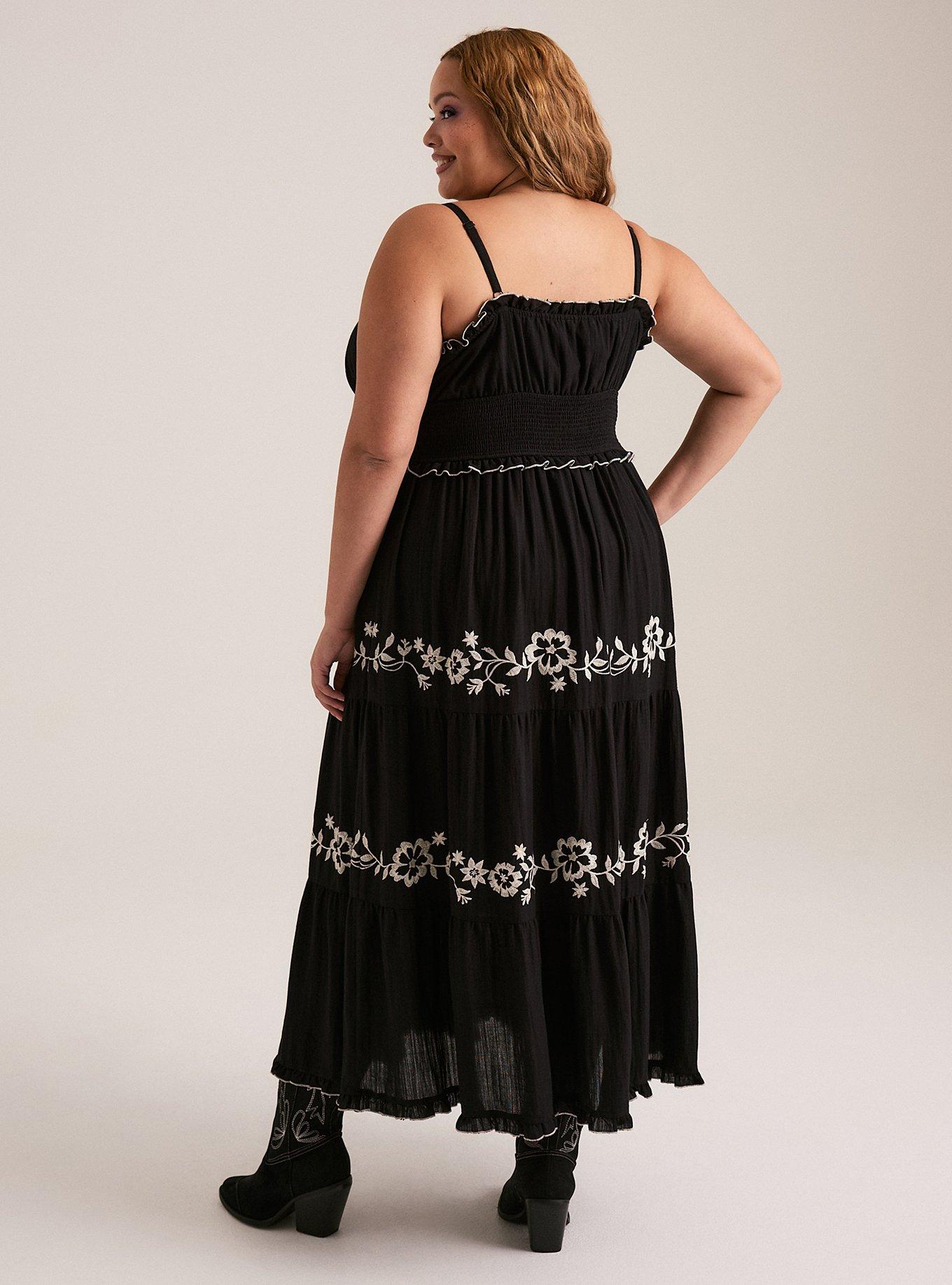 Festi Embroidered Tiered Maxi Dress, DEEP BLACK, alternate
