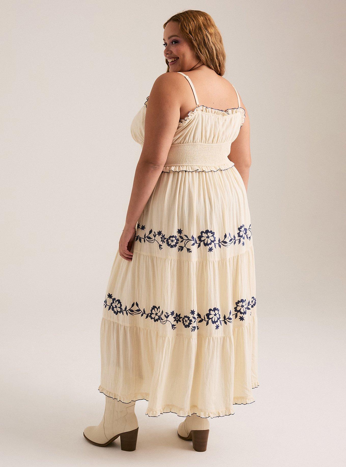 Festi Embroidered Tiered Maxi Dress