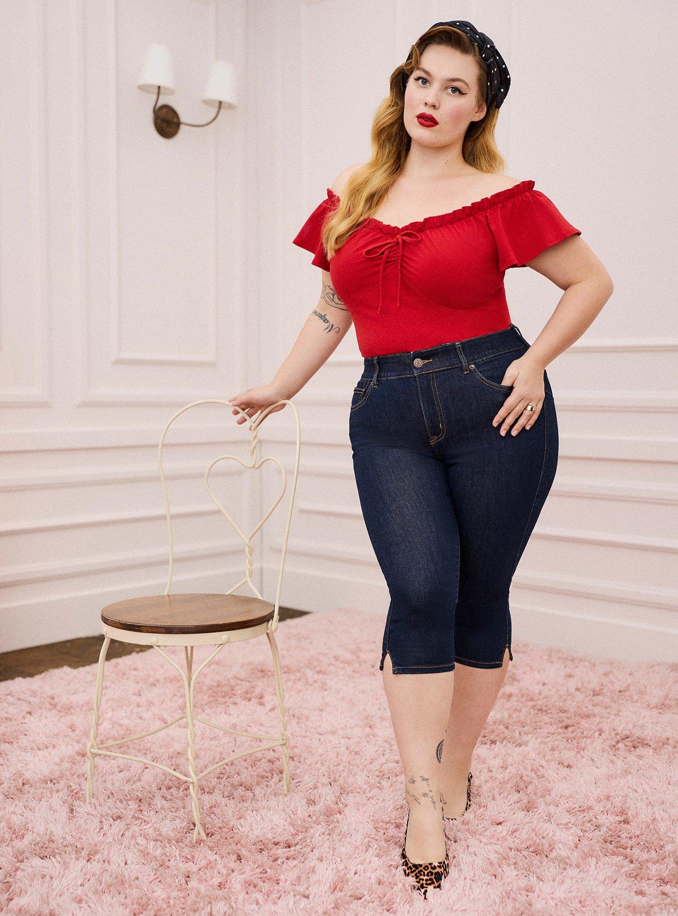 Retro Chic Off-Shoulder Flutter Sleeve Top, SCARLET SAGE, alternate