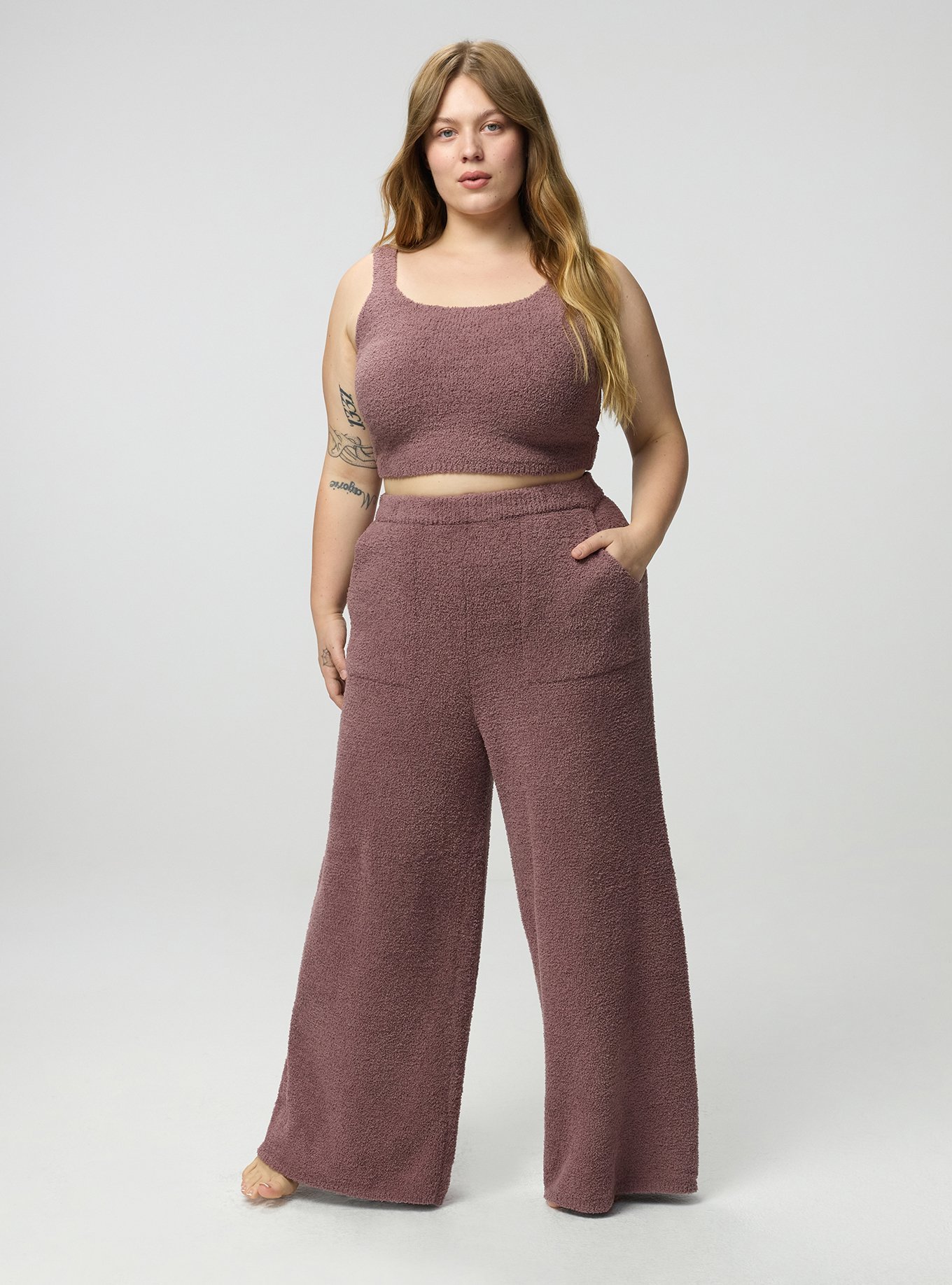 Teddy Wide Leg Lounge Pant, ROSE TAUPE, alternate