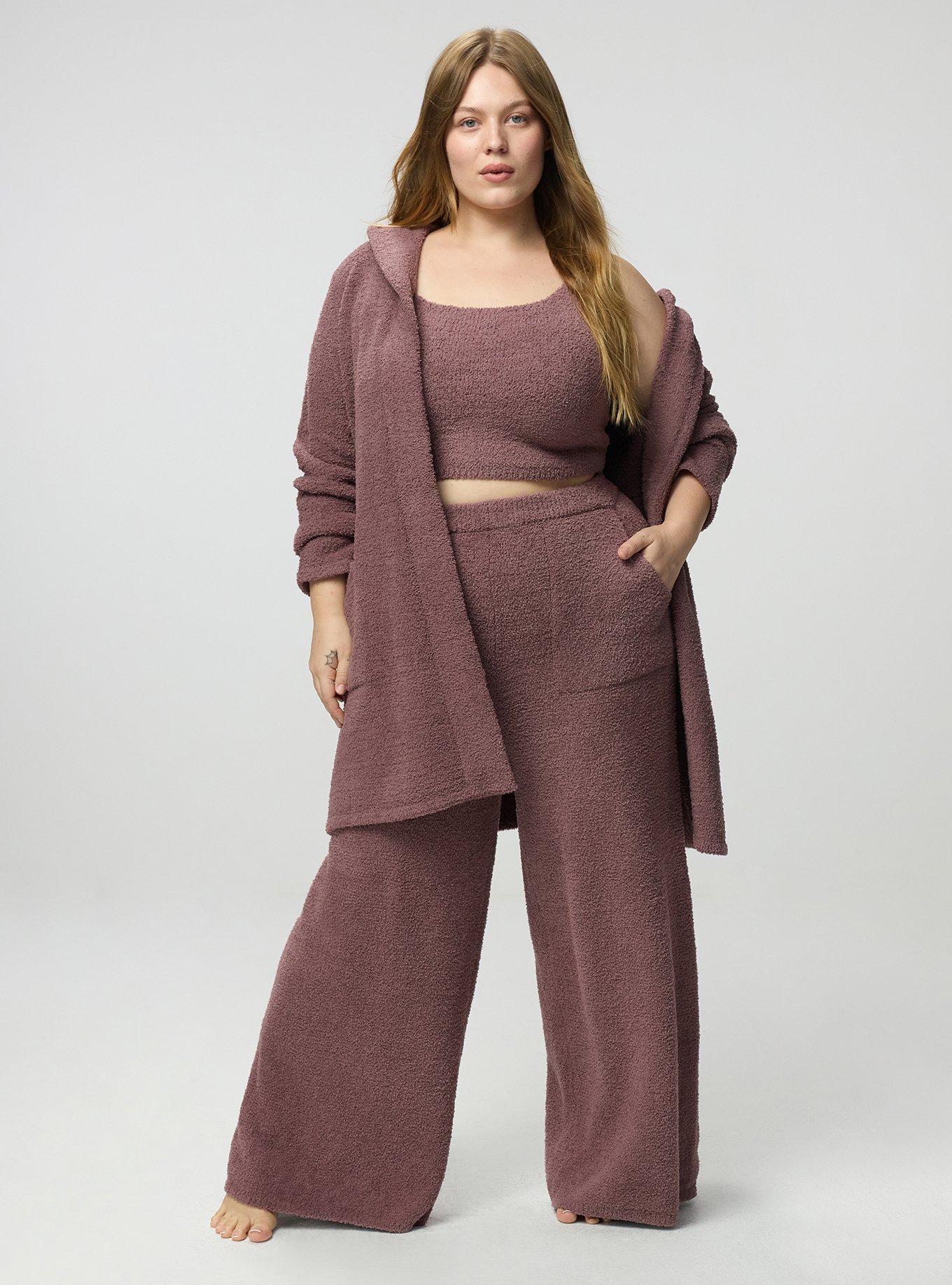 Teddy Wide Leg Lounge Pant, ROSE TAUPE, hi-res