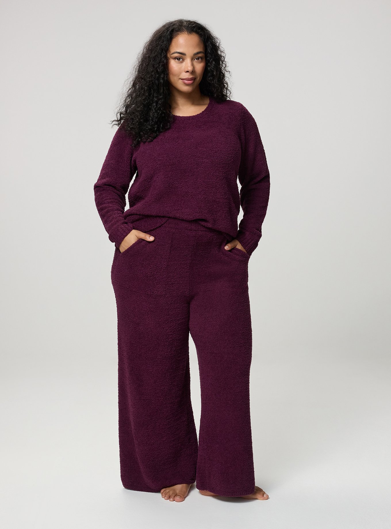 Teddy Wide Leg Lounge Pant, WINTER BLOOM, hi-res