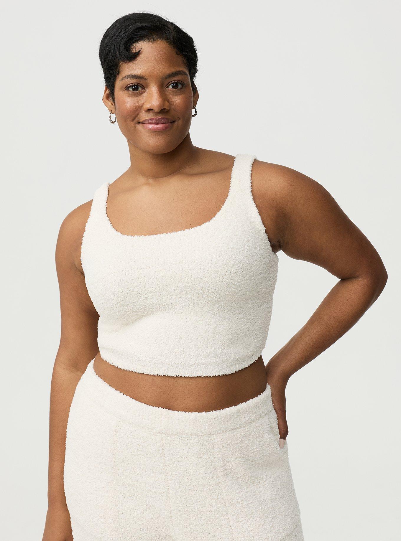 Plus Size Teddy Lounge Crop Tank, BIRCH, hi-res