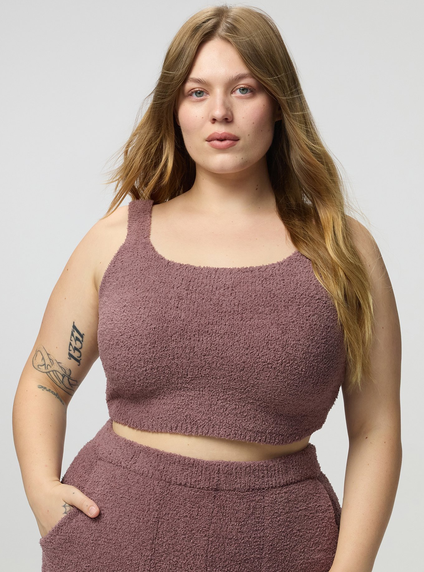 Teddy Lounge Crop Tank, ROSE TAUPE, alternate