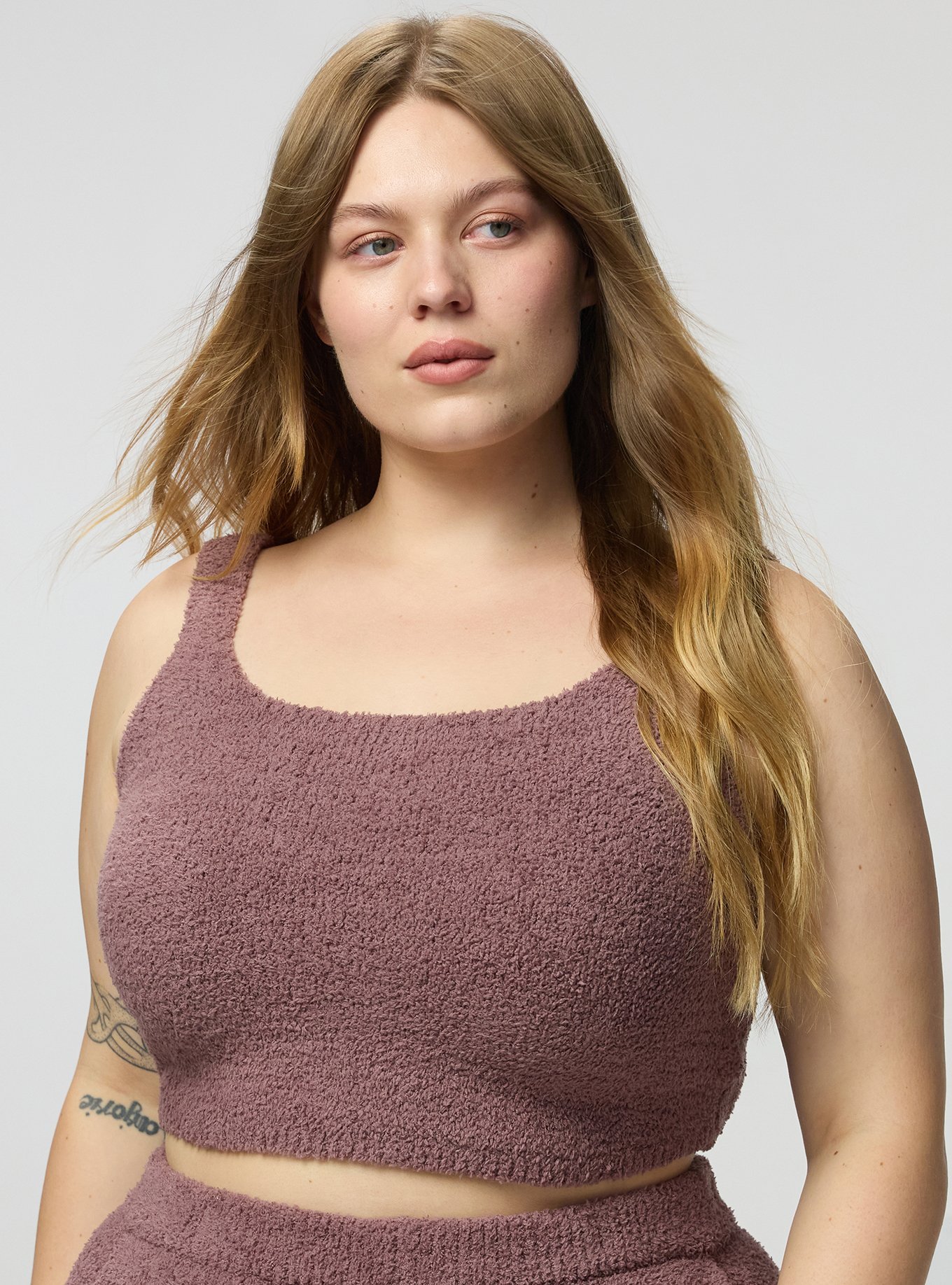 Teddy Lounge Crop Tank, ROSE TAUPE, hi-res