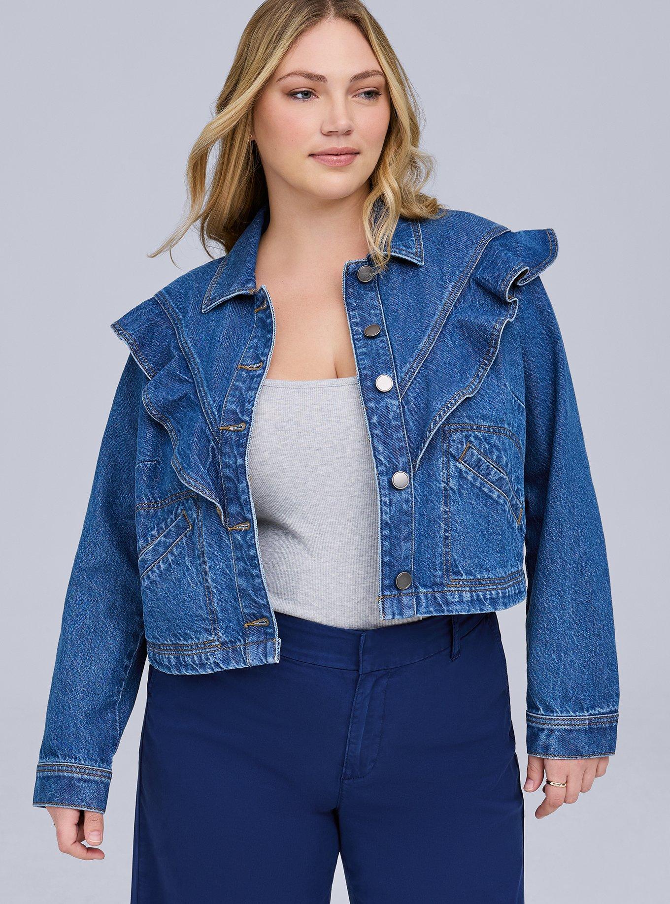 Plus Size - Belle Isle Ruffle Denim Jacket - Torrid