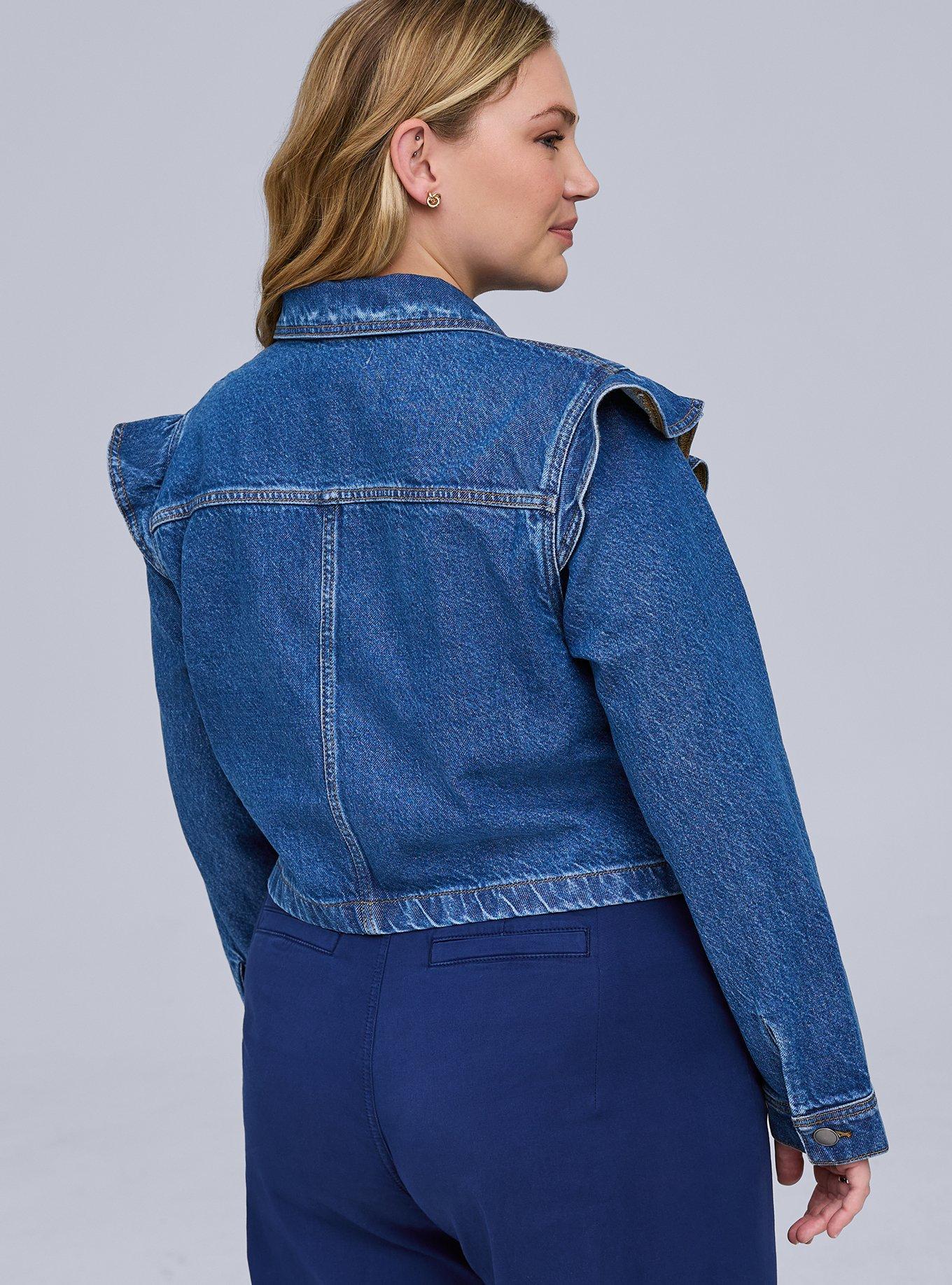 Plus Size - Belle Isle Ruffle Denim Jacket - Torrid