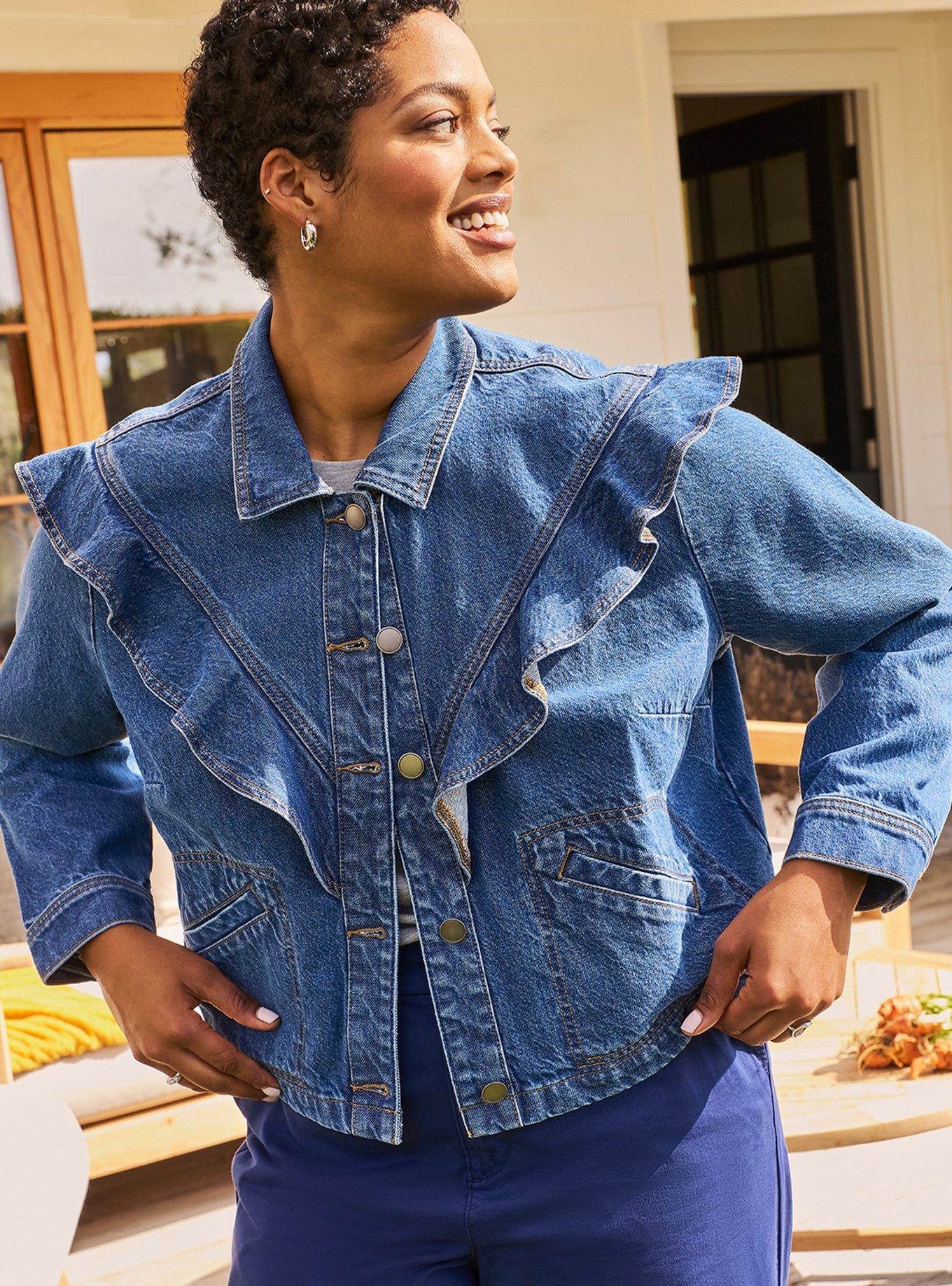 Plus Size - Belle Isle Ruffle Denim Jacket - Torrid