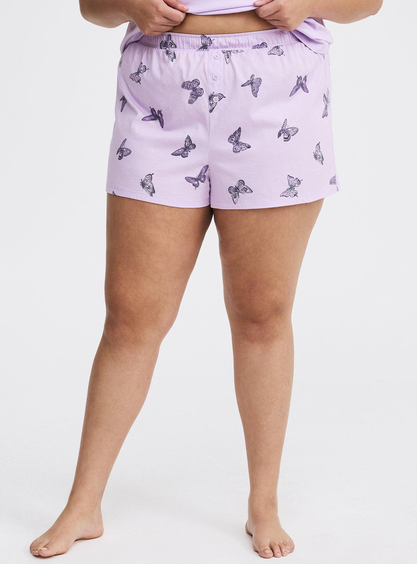 Cotton Sleep Short, HUE BUTTERFLIES PURPLE, alternate