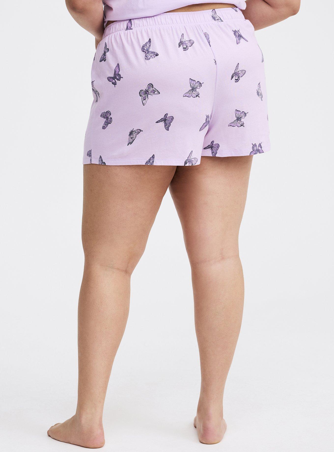 Cotton Sleep Short, HUE BUTTERFLIES PURPLE, alternate