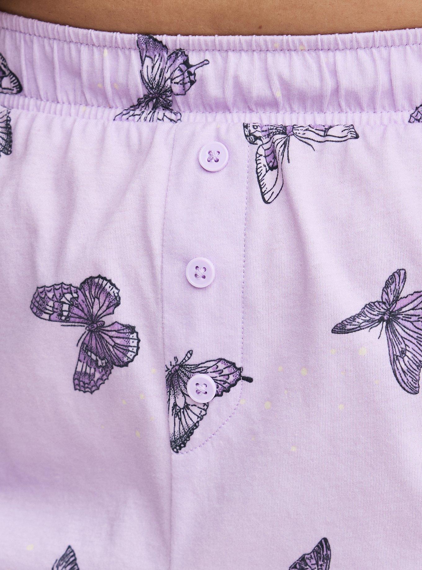 Cotton Sleep Short, HUE BUTTERFLIES PURPLE, alternate