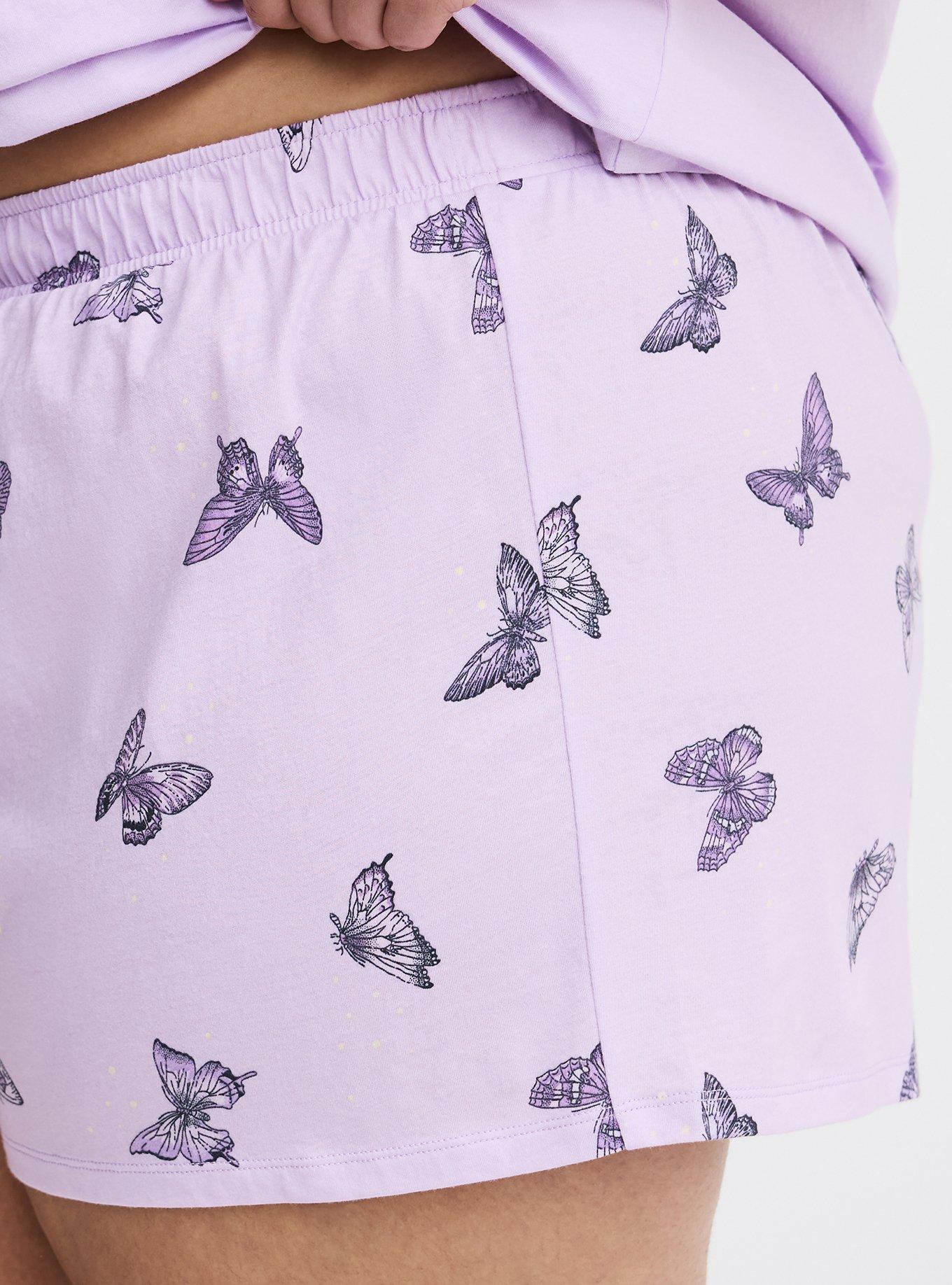 Cotton Sleep Short, HUE BUTTERFLIES PURPLE, alternate