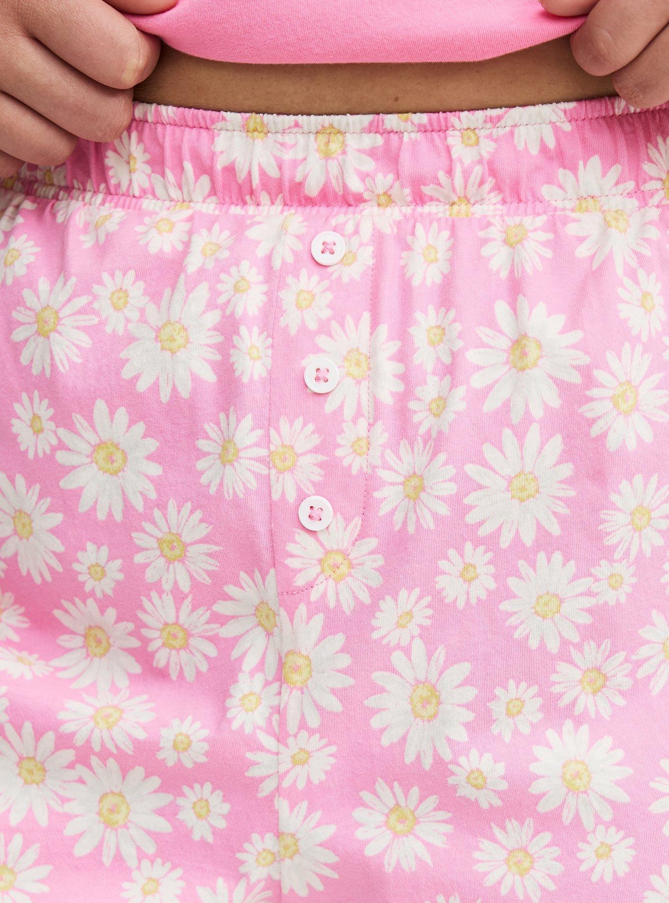 Cotton Sleep Short, SPRINKLED DAISIES FLORAL PINK, alternate