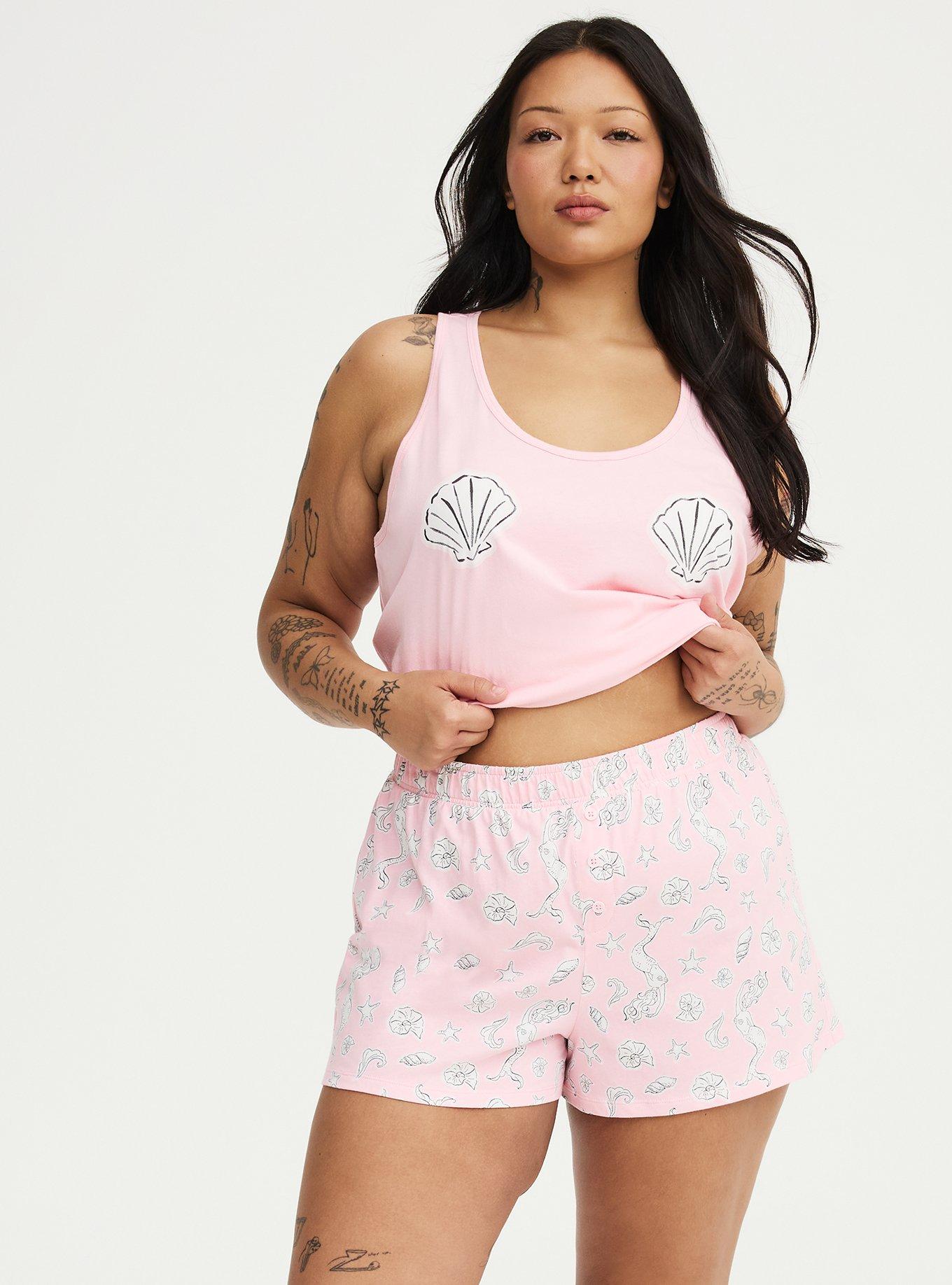 Cotton Sleep Short, SHELL MERMAID PINK, hi-res