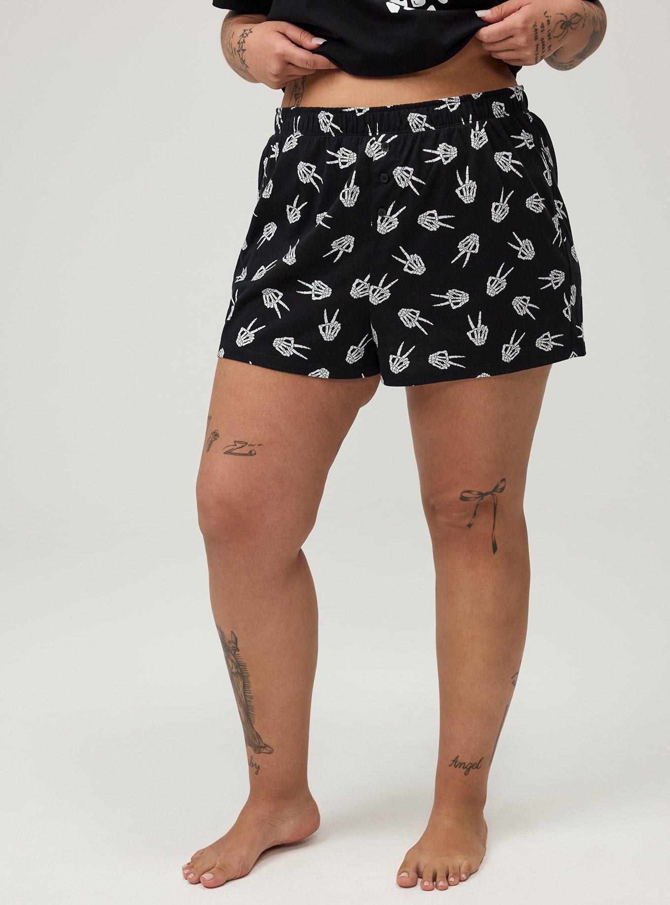 Cotton Sleep Short, PEACE SKELLY HANDS BLACK, alternate