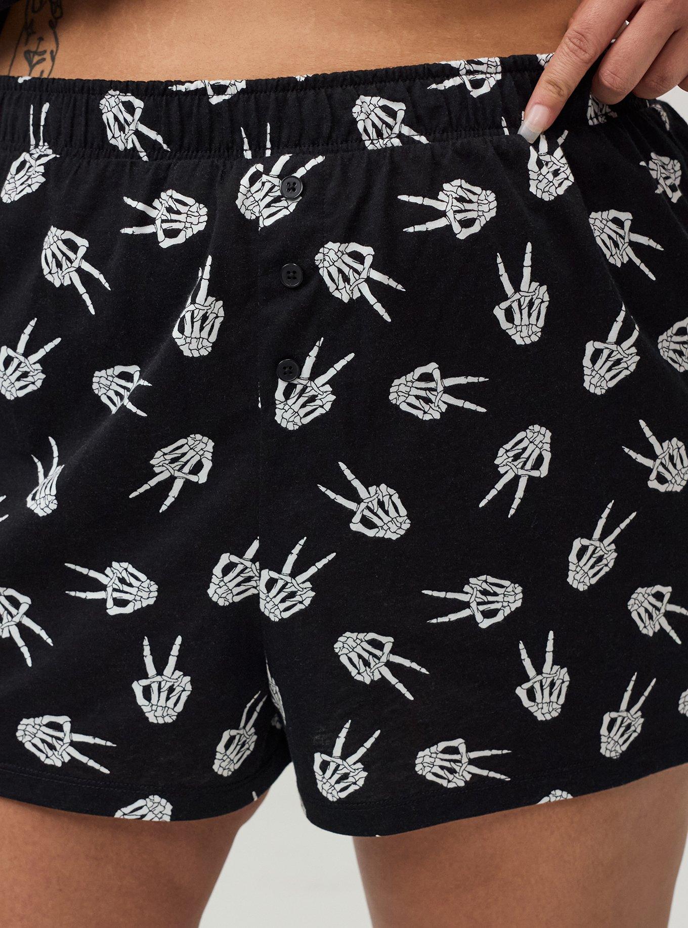 Cotton Sleep Short, PEACE SKELLY HANDS BLACK, alternate