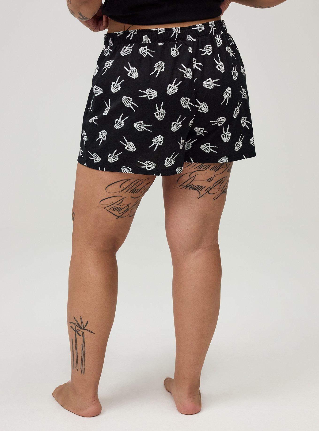 Cotton Sleep Short, PEACE SKELLY HANDS BLACK, alternate