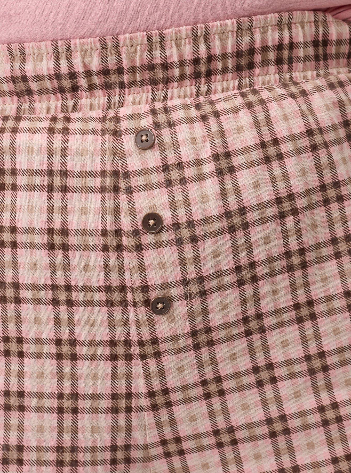 Plus Size Cotton Sleep Short, BELLS PLAID PINK, alternate