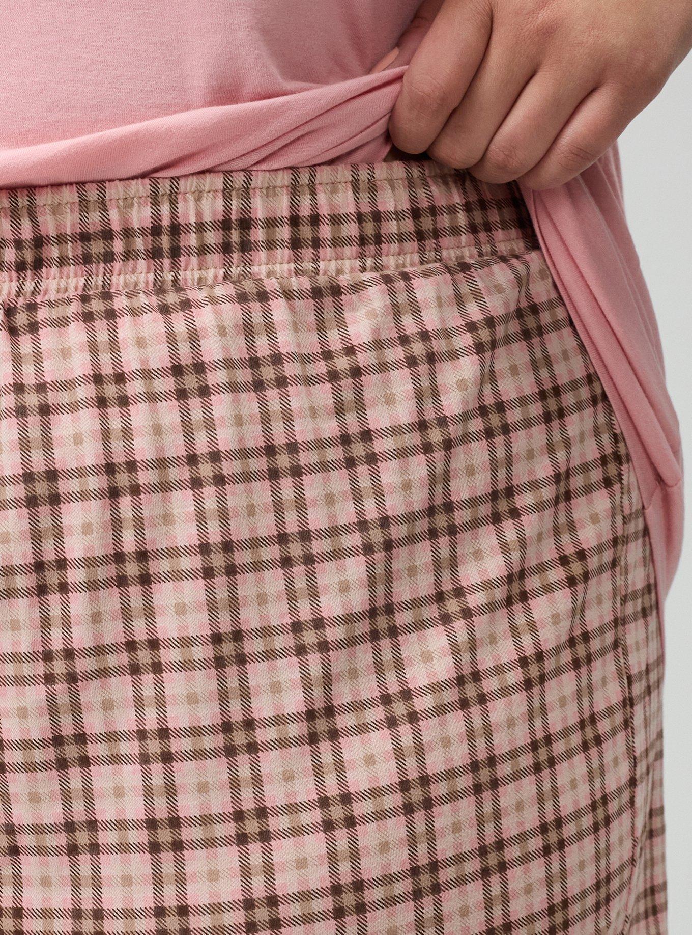 Plus Size Cotton Sleep Short, BELLS PLAID PINK, alternate
