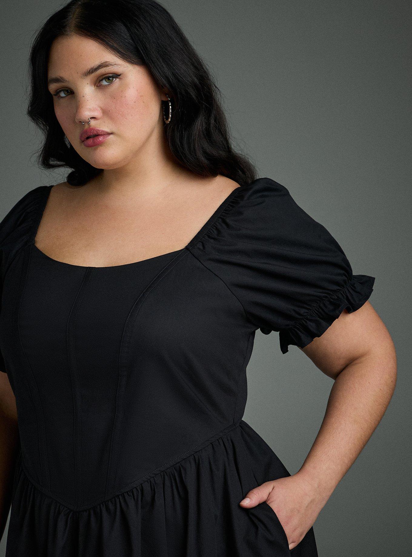 Nightfall Corset Midi Dress, DEEP BLACK, alternate