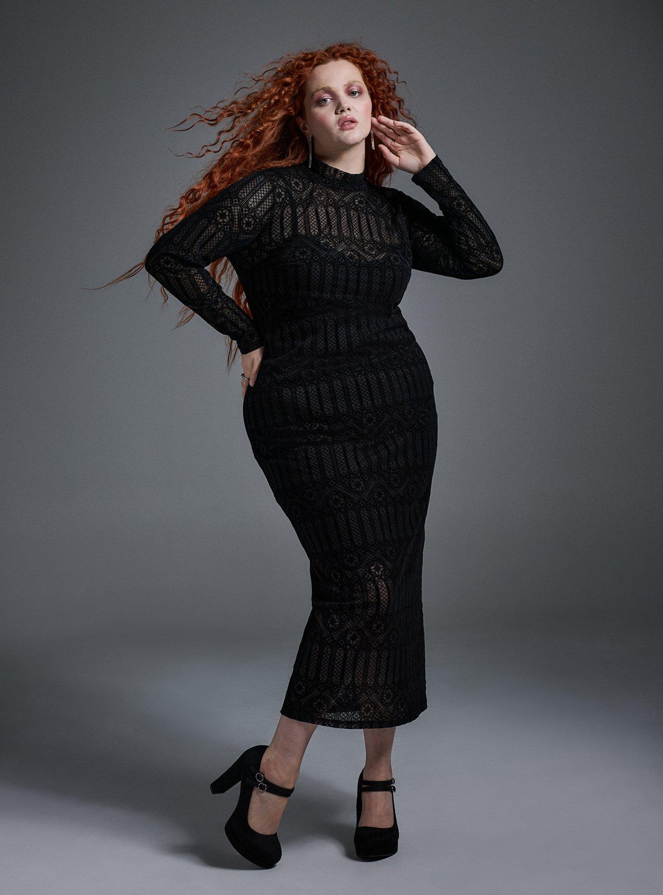 Nightfall Mock Neck Maxi Dress, GOTHIC WINDOWS BLACK, alternate