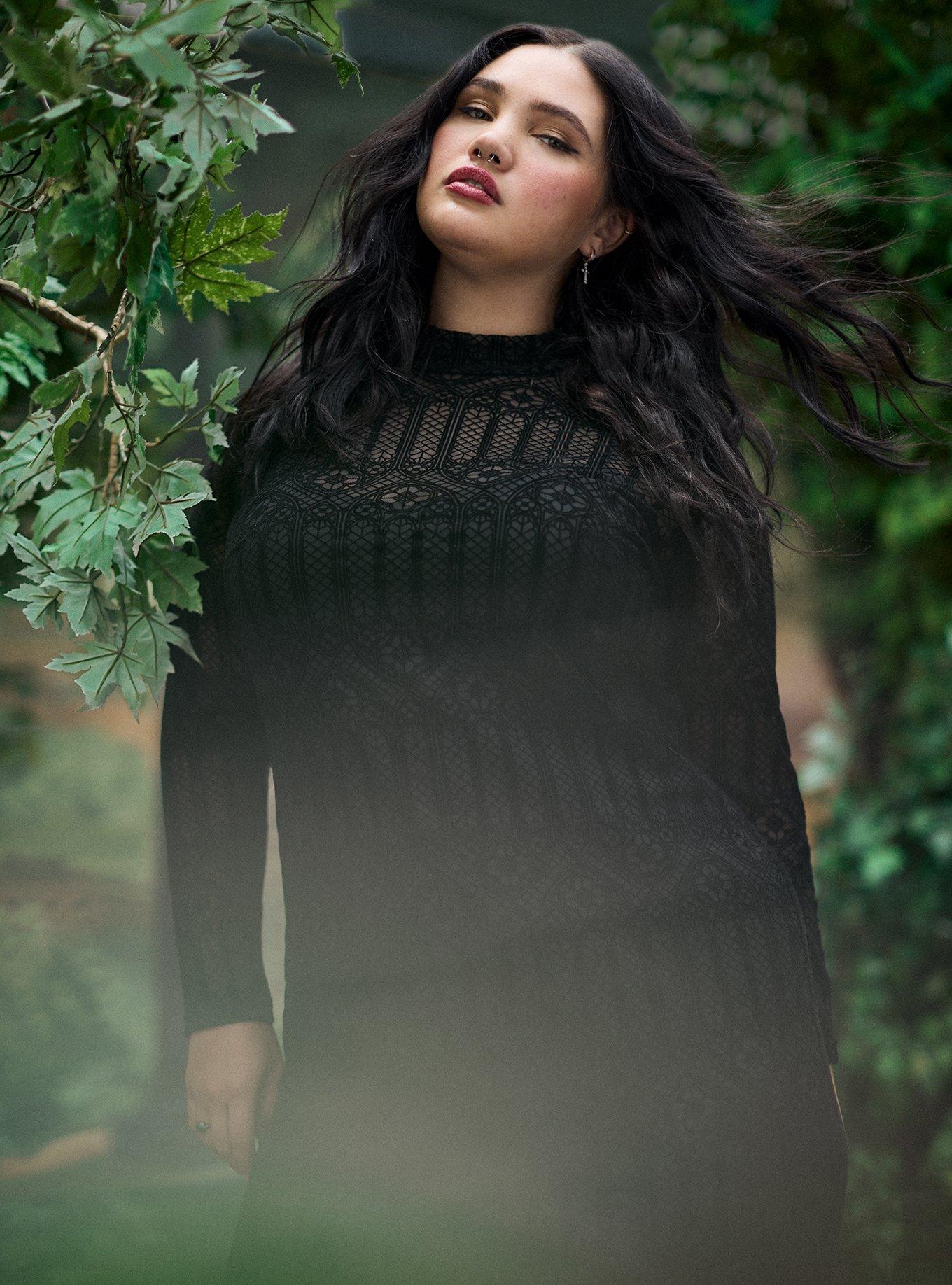 Nightfall Mock Neck Maxi Dress, GOTHIC WINDOWS BLACK, alternate