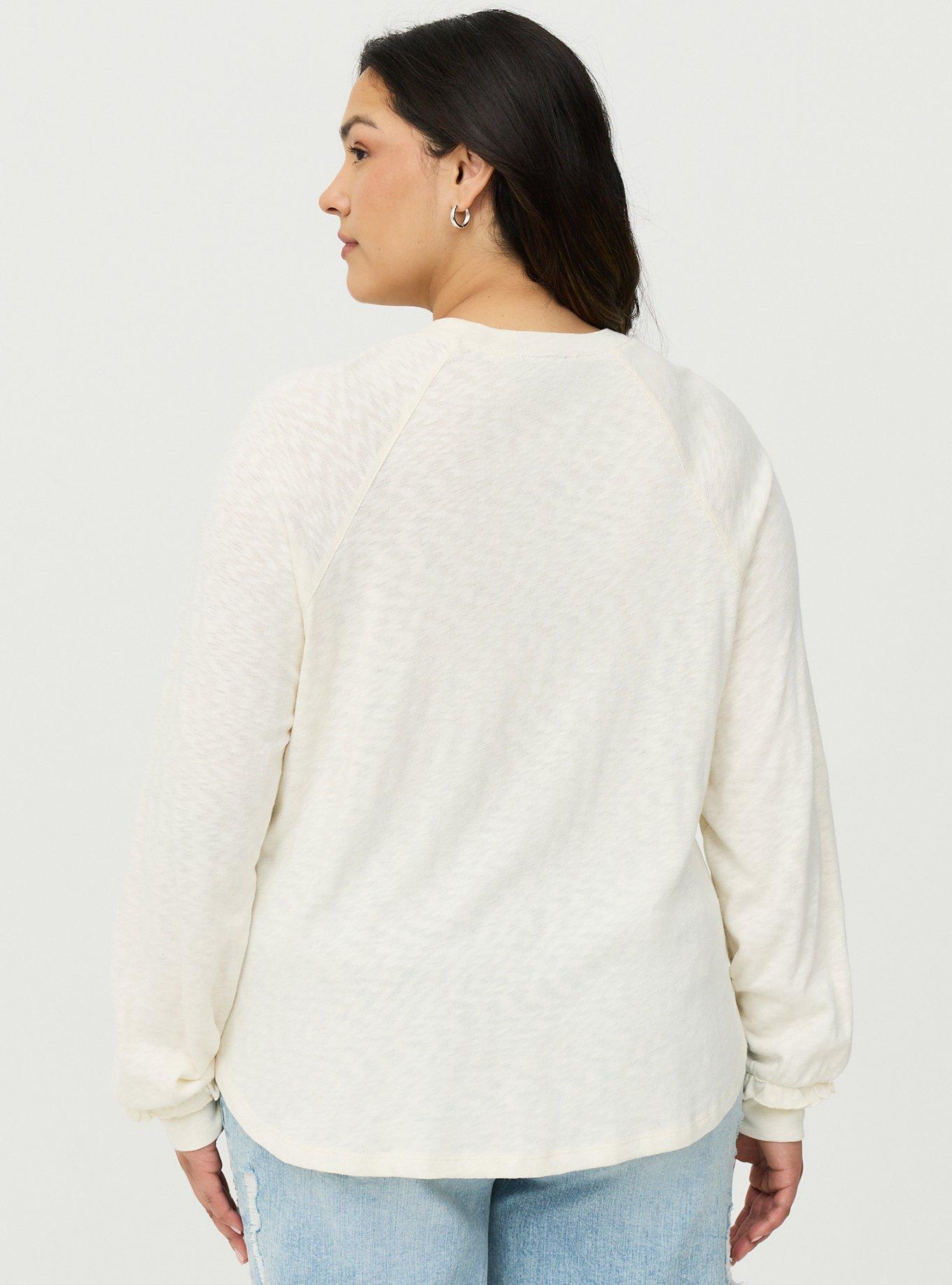Slub Knit Ruffle Top, WHISPER WHITE, alternate