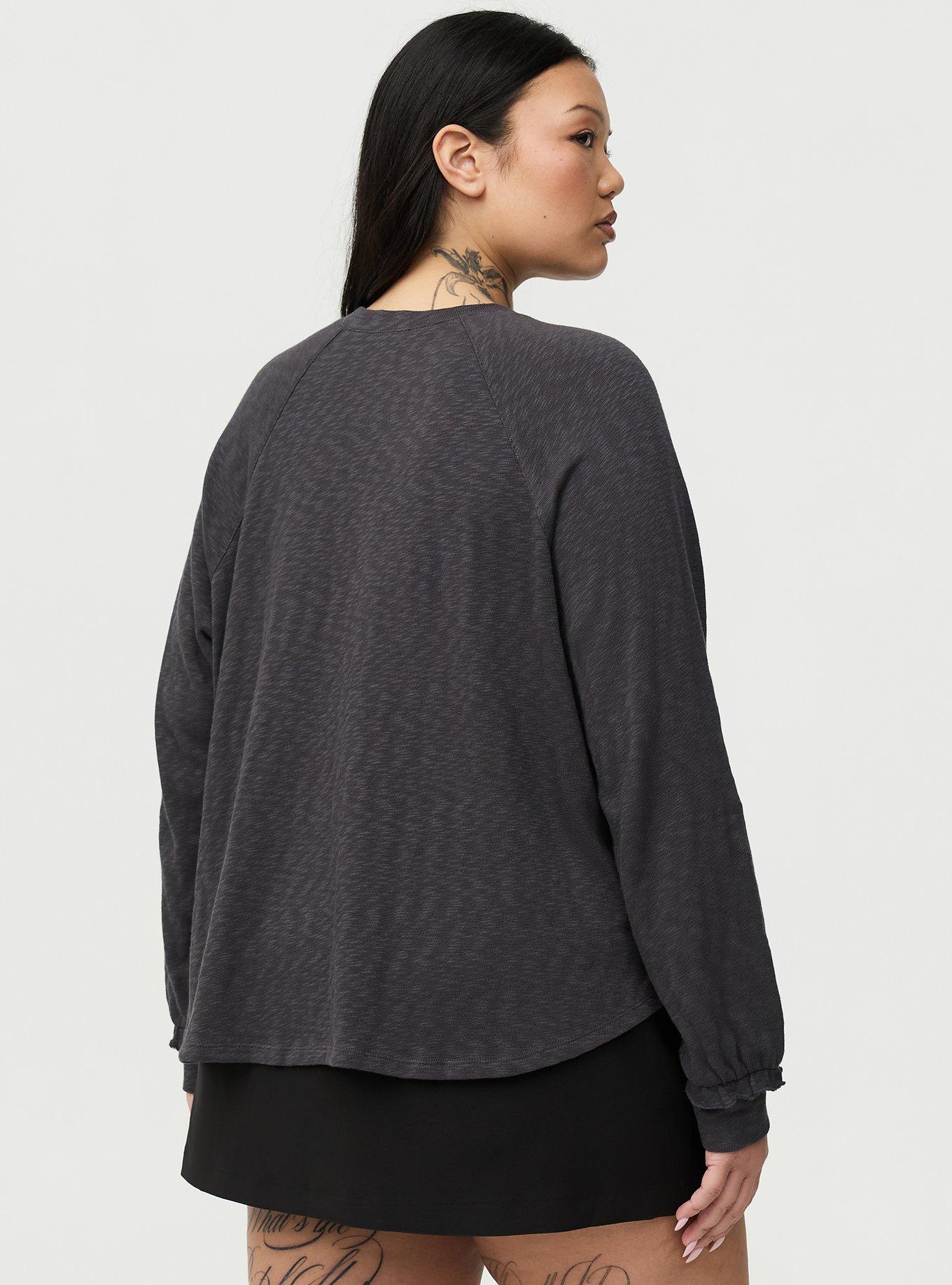 Slub Knit Ruffle Top, OBSIDIAN, alternate