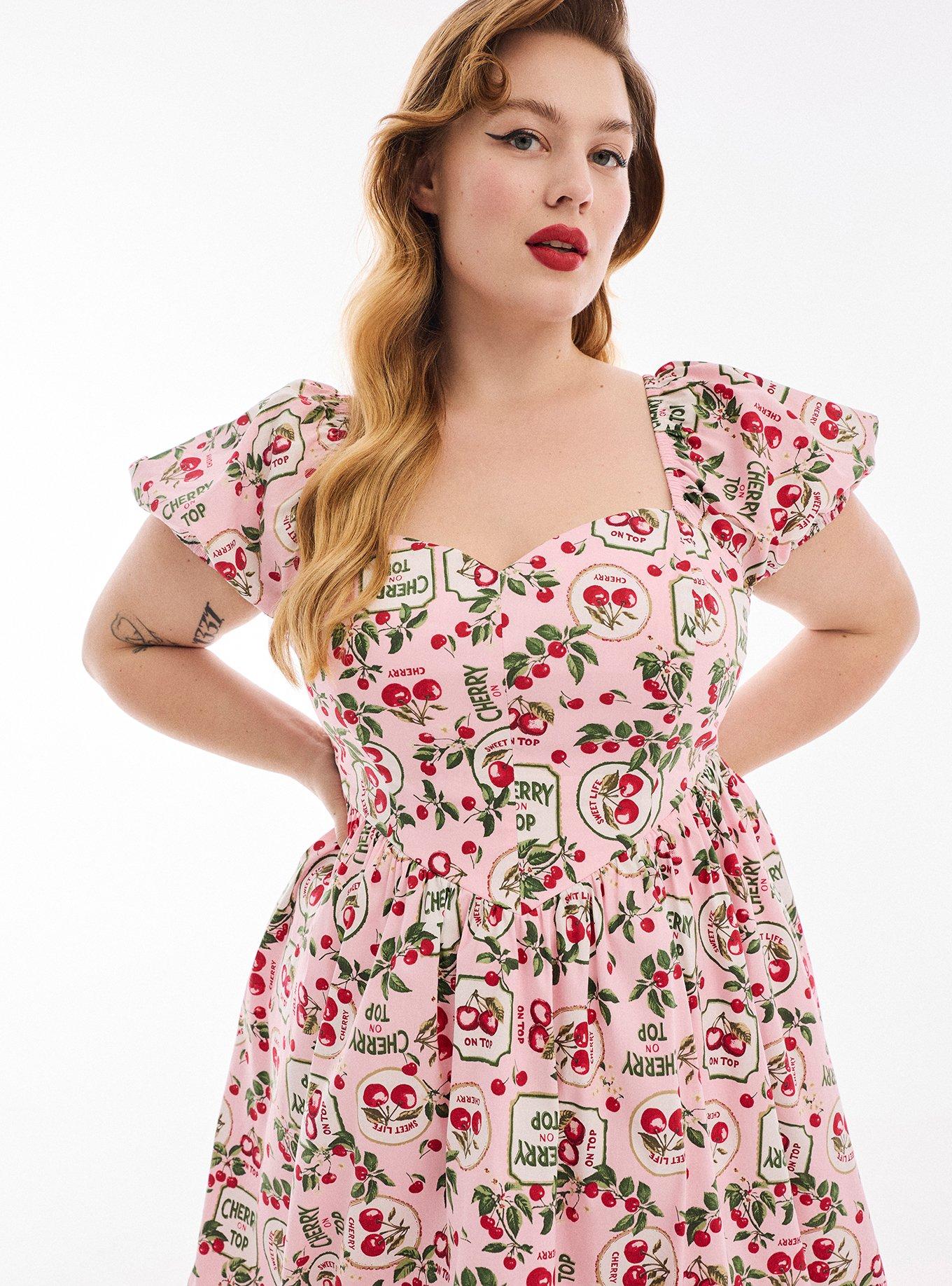 Retro Chic Bubble Mini Dress, CHERRY ON TOP PINK, alternate