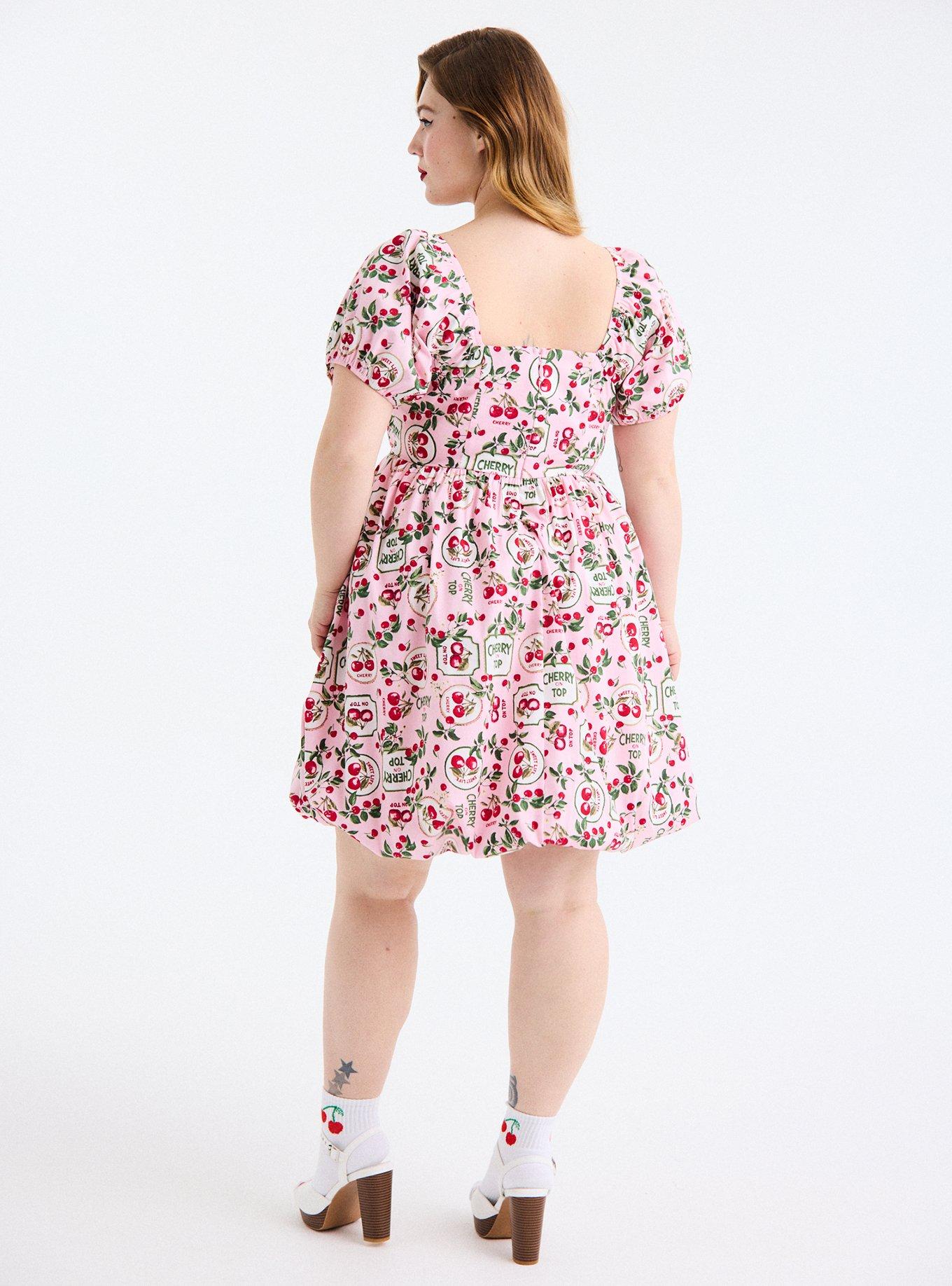 Retro Chic Bubble Mini Dress, CHERRY ON TOP PINK, alternate