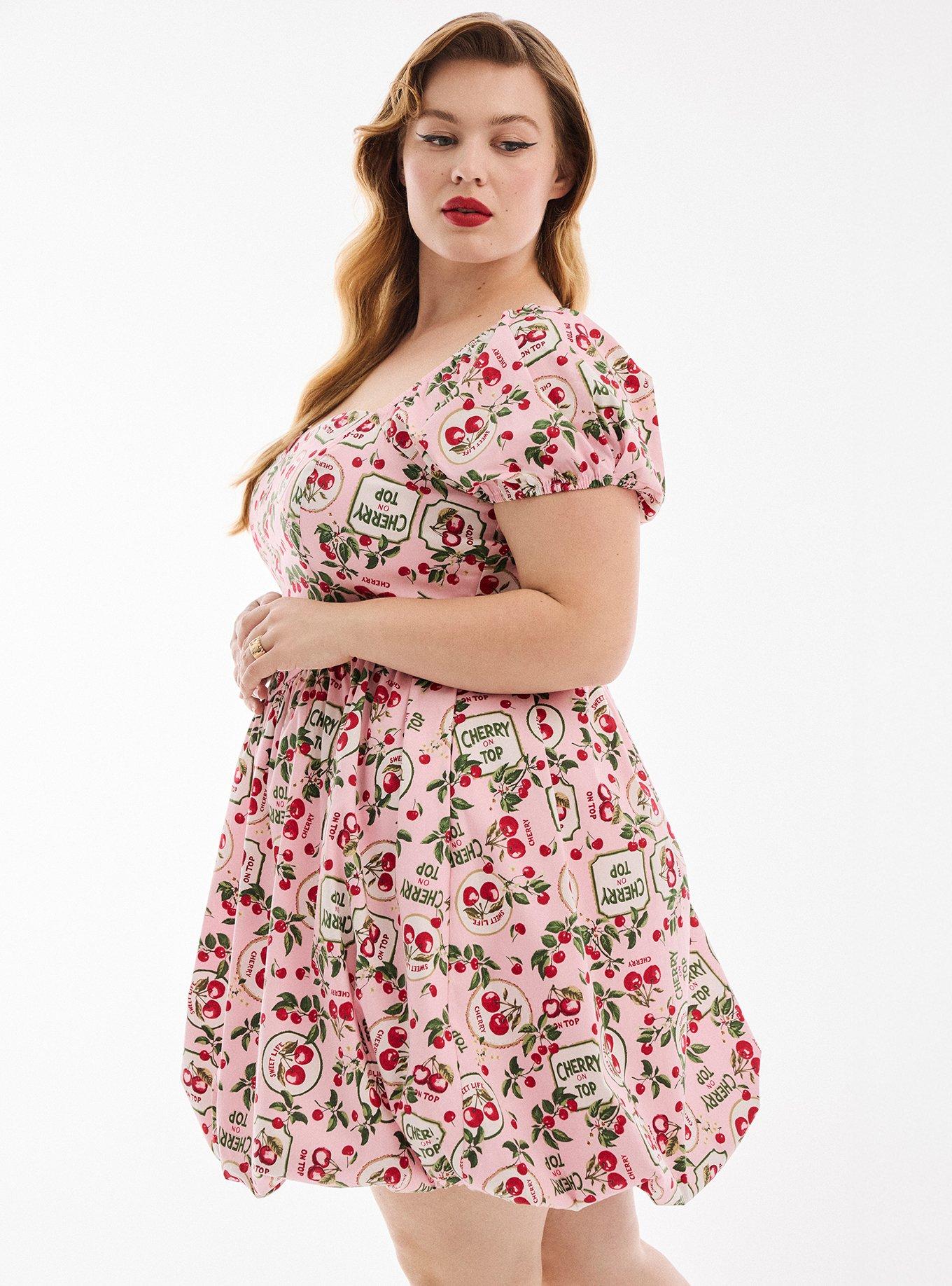 Retro Chic Bubble Mini Dress, CHERRY ON TOP PINK, alternate