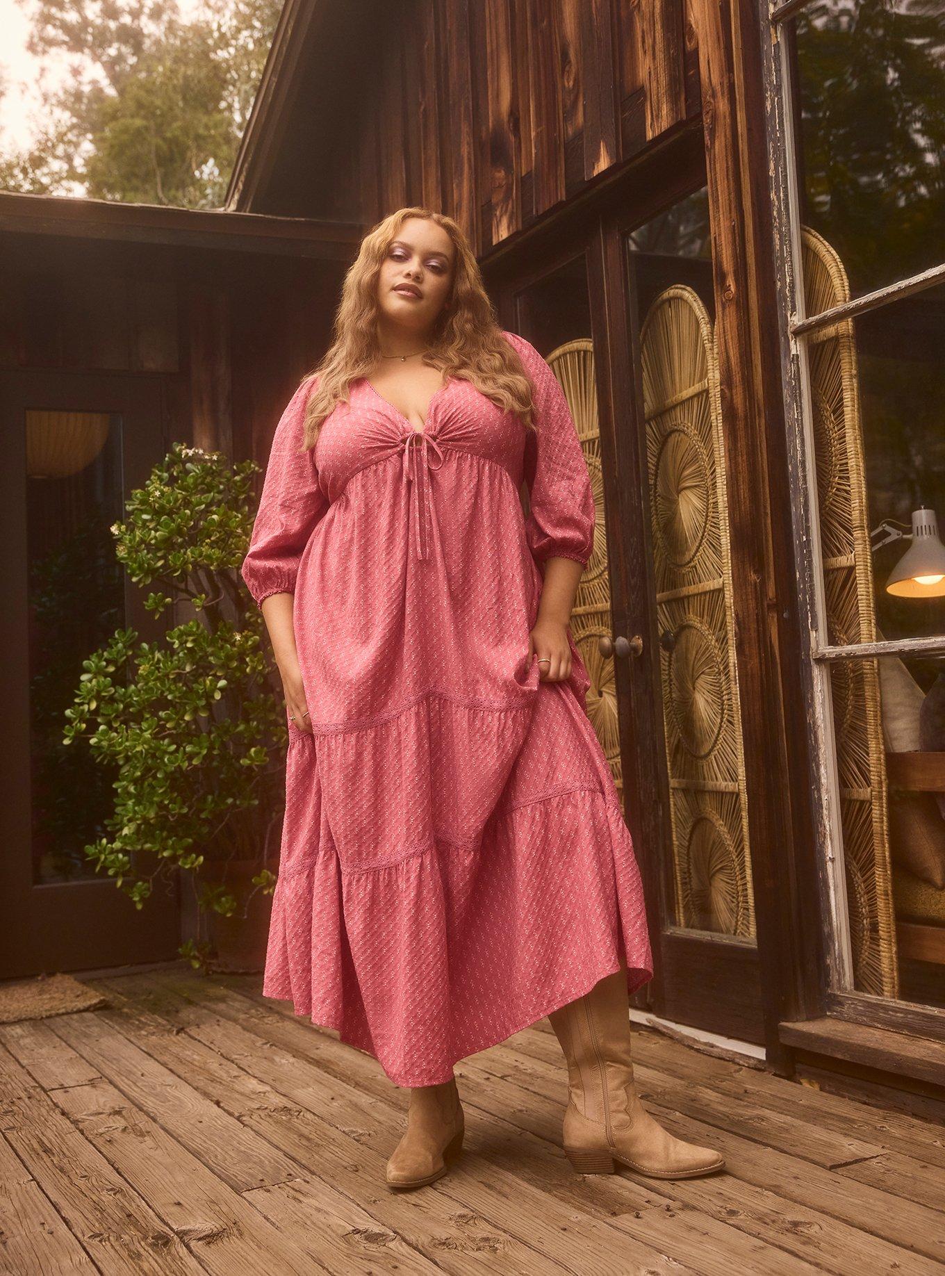 Festi Blouson Sleeve Maxi Dress, VIC MOTIFS CORAL, hi-res