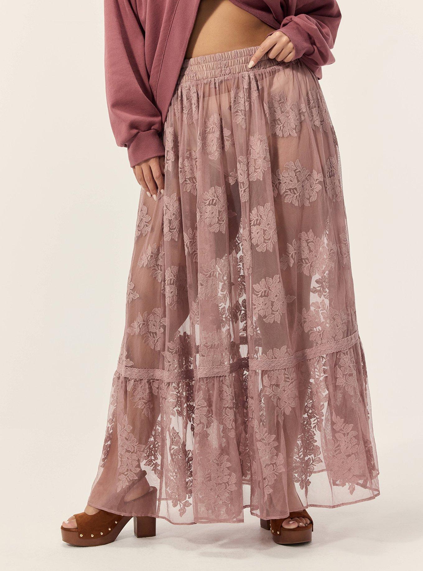 Festi Embroidered Lace Maxi Skirt, DEAUVILLE MAUVE, alternate