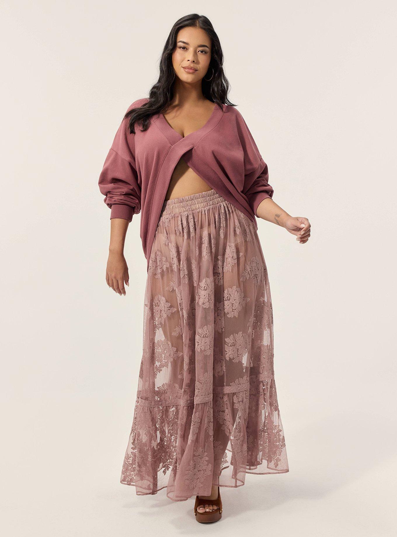 Festi Embroidered Lace Maxi Skirt, DEAUVILLE MAUVE, hi-res
