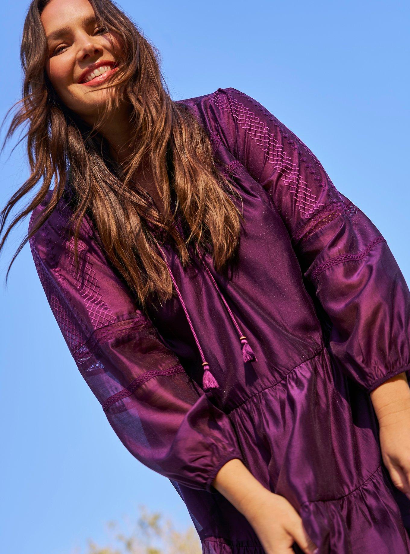 Belle Isle Embroidered Trim Tiered Dress, WINTER BLOOM, alternate