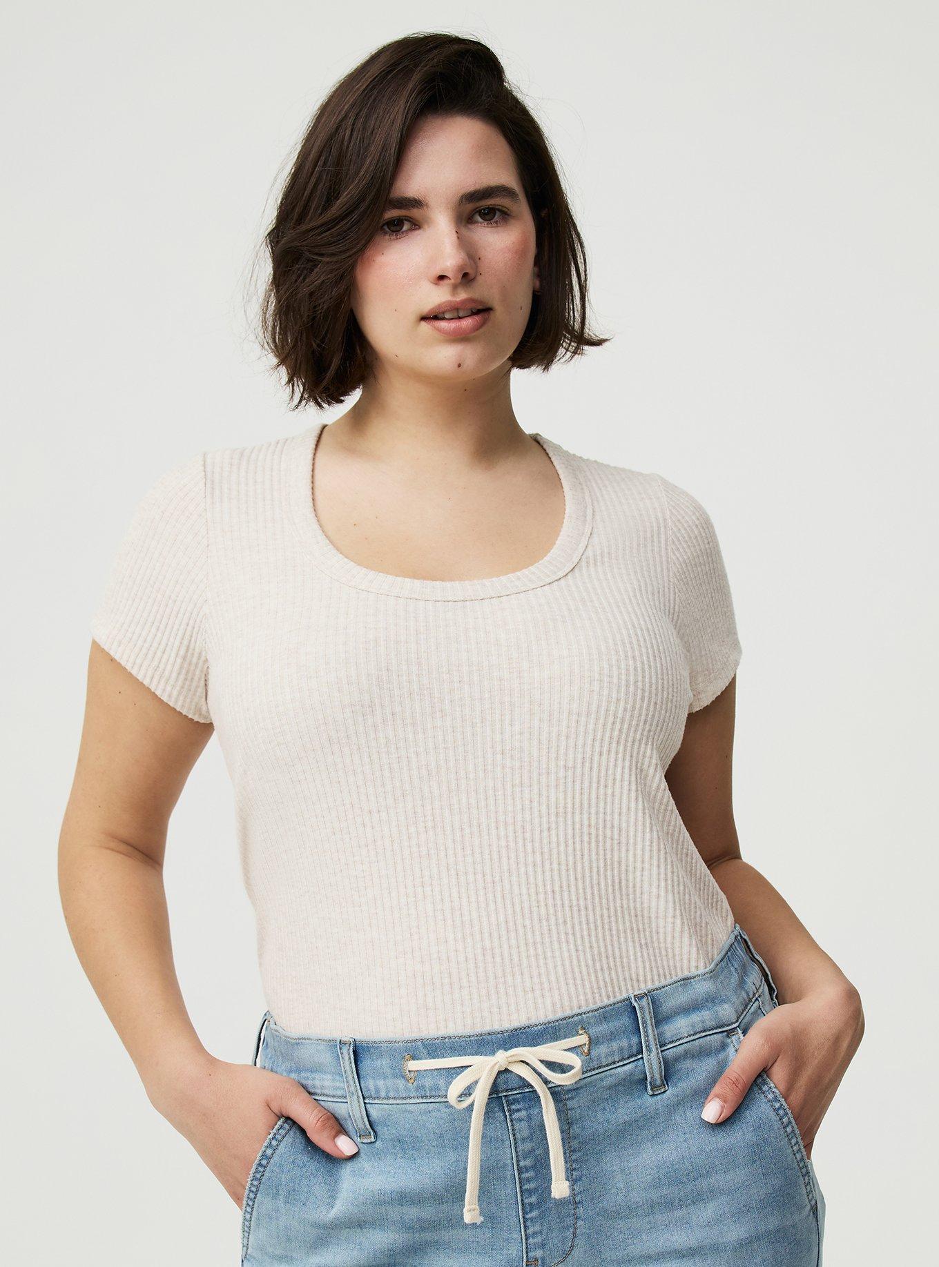 Hacci Rib Scoop Top, OATMEAL HEATHER, alternate