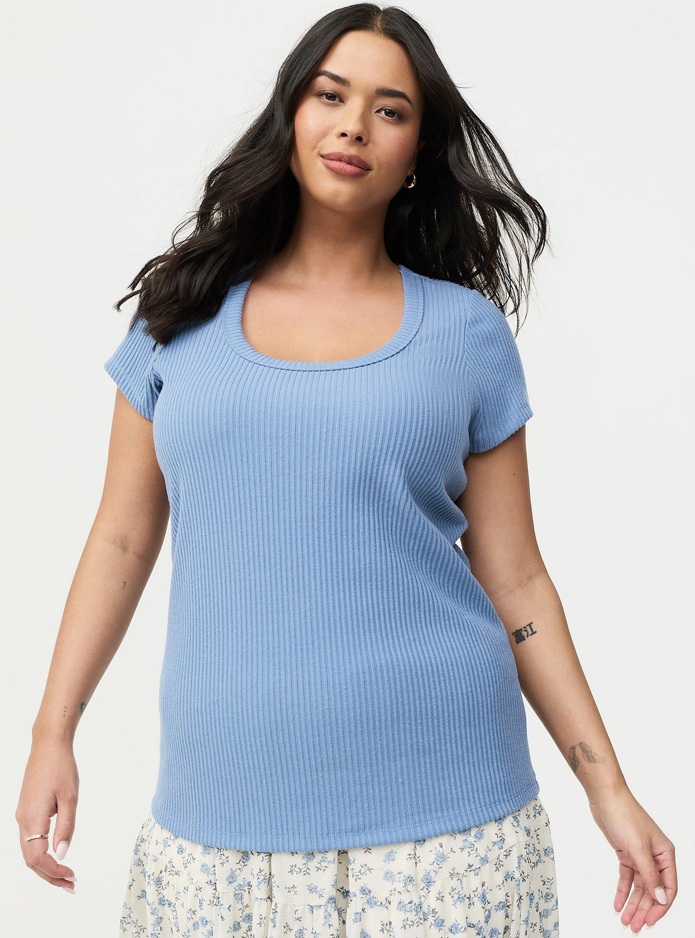 Hacci Rib Speckle Scoop Neck Top