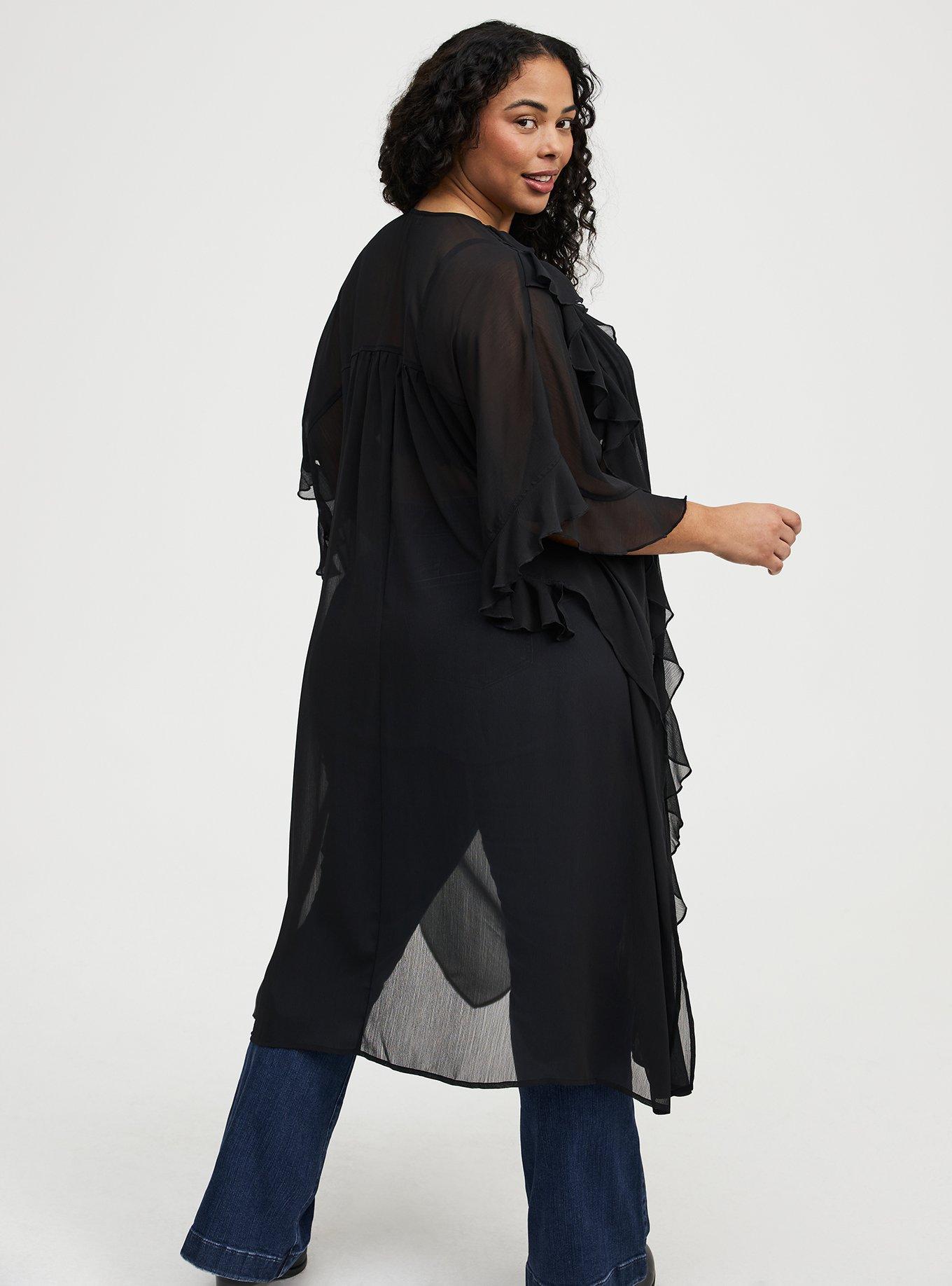 Ruffle Kimono, DEEP BLACK, alternate