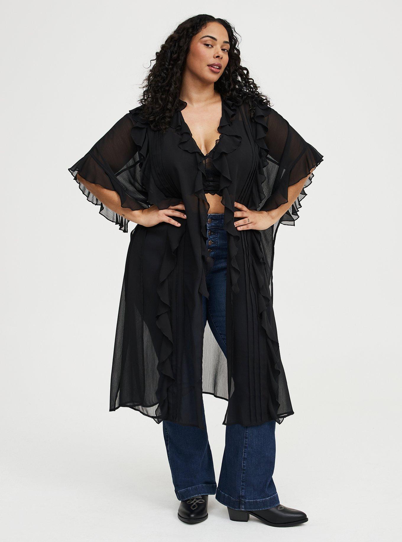 Ruffle Kimono, DEEP BLACK, alternate