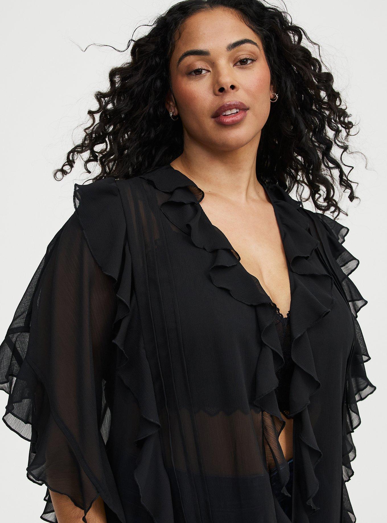 Ruffle Kimono, DEEP BLACK, alternate